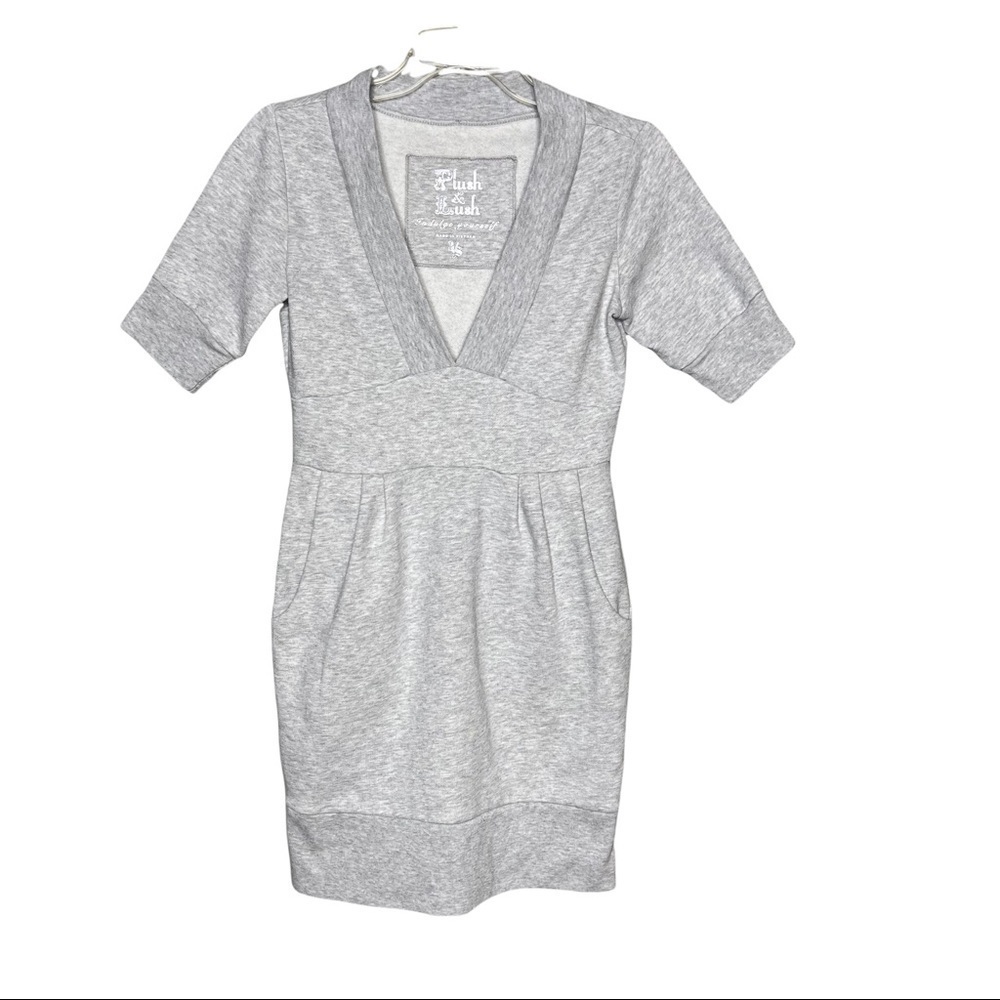 Plush & Lush Casual Deep V-Neck Fleece Knit Dress